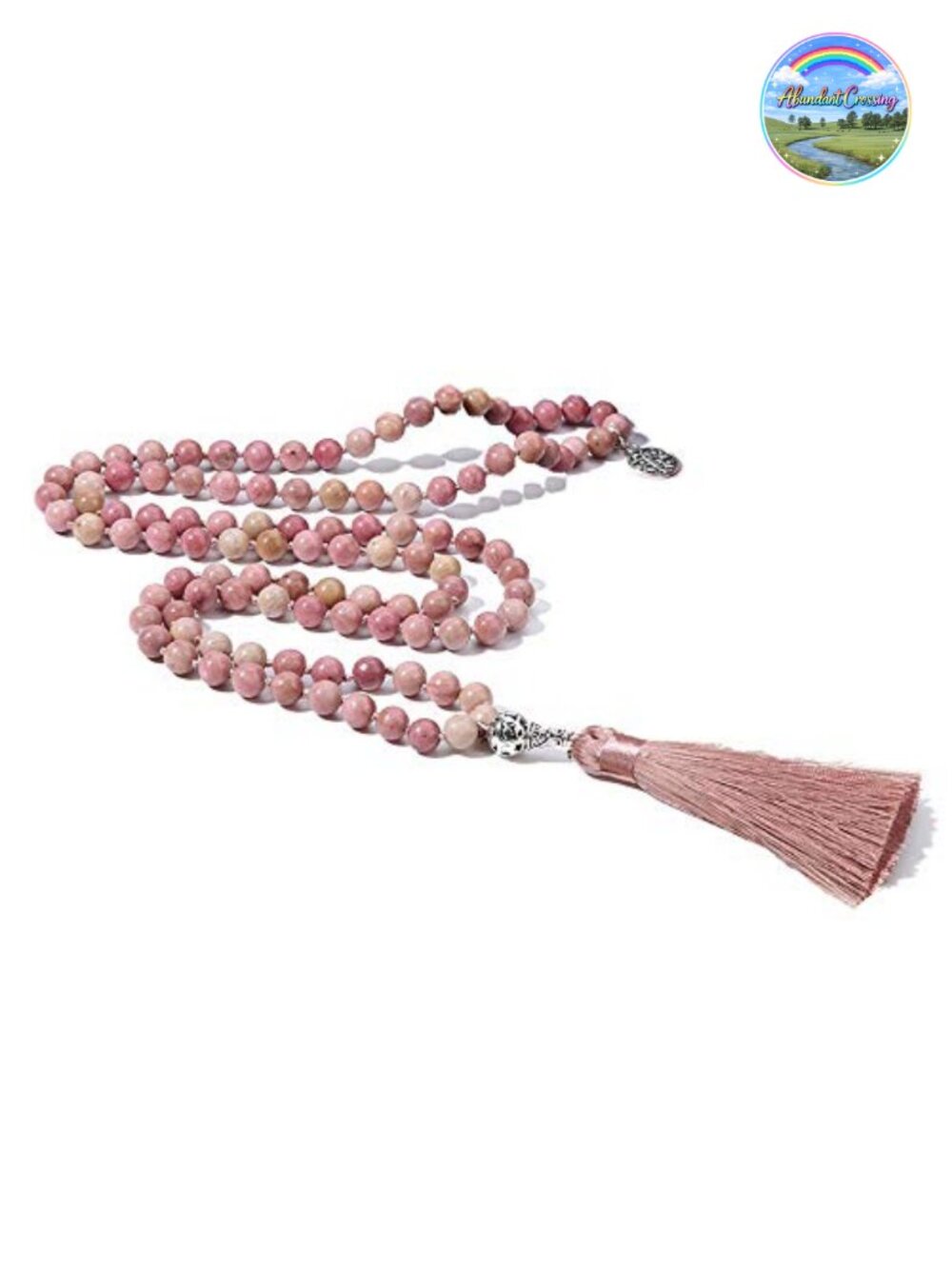 108 Hand Knotted Mala Beads Necklace with Tree of Life Pendant